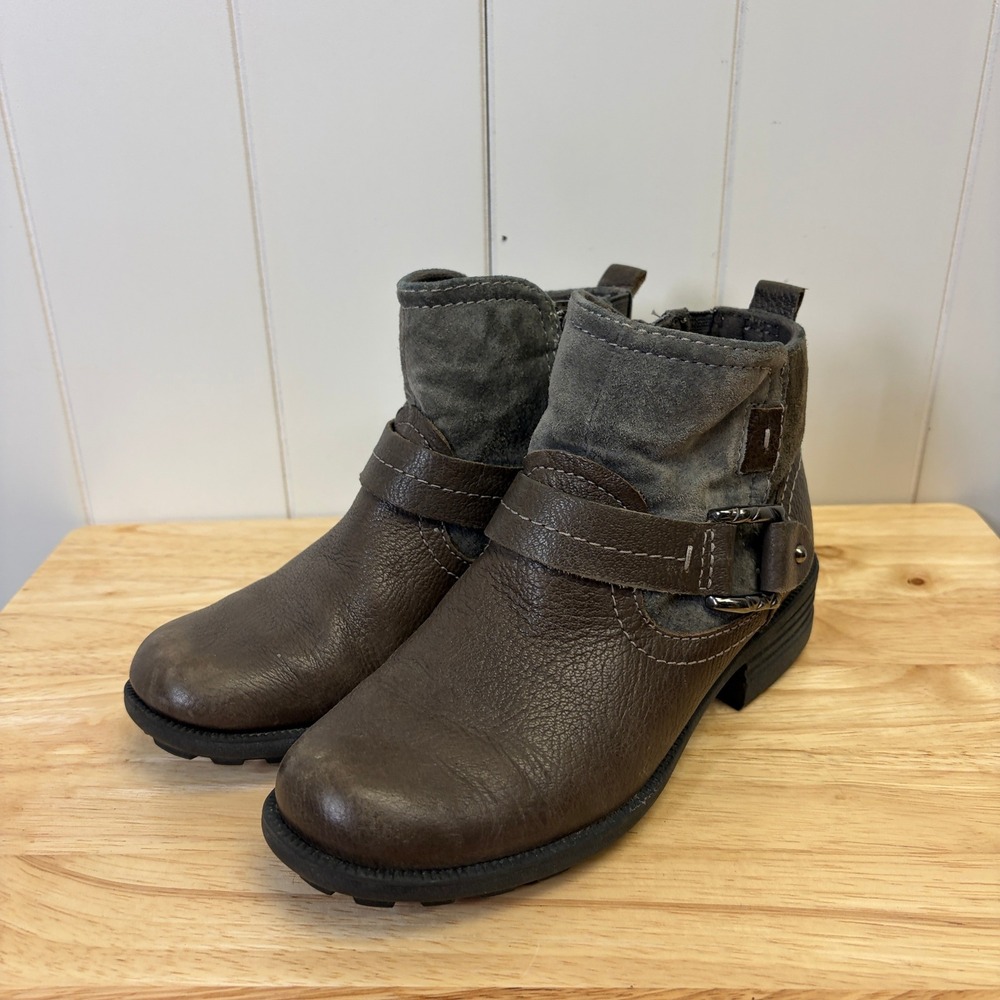Earth Origins Moto Paris Ankle Boots Women Size 6.5 Distressed Boho Hipster Chic